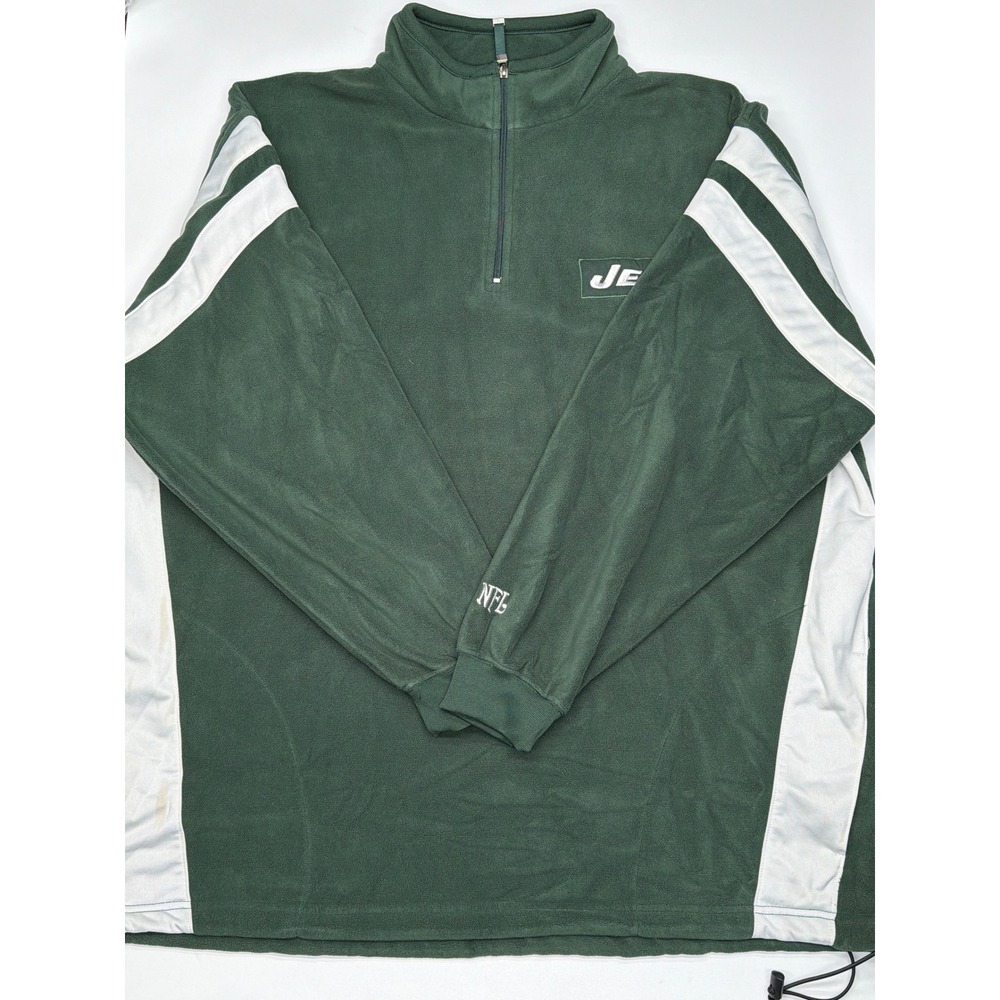 NFL New York Jets Fleece Quarter Zip Pullover Men's 2XL Green White